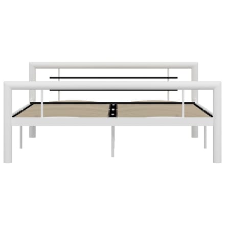 vidaXL - Bedframe - metaal - wit - en - zwart - 160x200 - cm