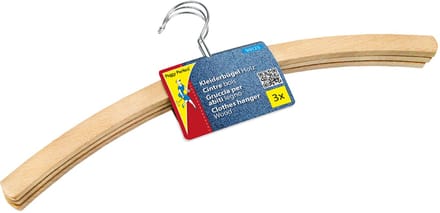 Houten kledinghangers zonder stang, naturel, set van 3