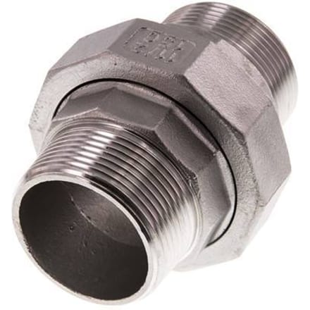 Rechte Aansluiting R1 1/2'' RVS met Vlakke Afdichting PTFE 16bar