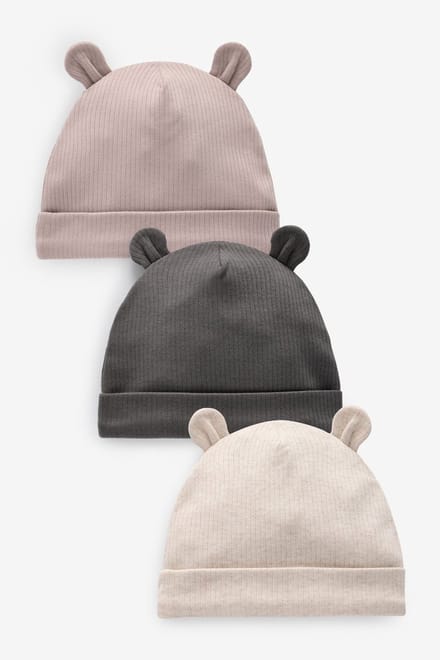 Next - Jongens - Set van 3 baby-beanies - Zwart