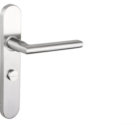 Lavuzo deurkruk Teramo RVS met afgerond schild WC63/8 badkamersluiting | Per set | Deurklink met schild