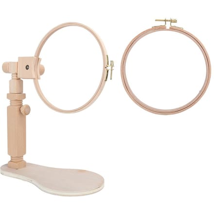 Borduur Houten Borduurring Standaard Kruissteek Set Ring Frame Verstelbare Naaigereedschappen beige