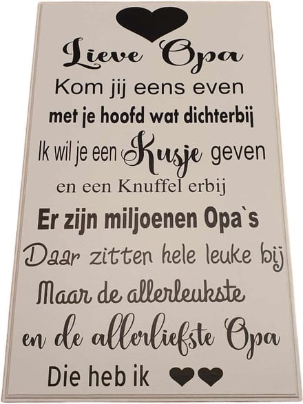Tekstbord - spreukenbord - lieve opa - allerliefste - wall art