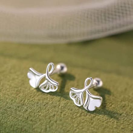 Gading® dames oorknoppen met Ginkgo-10mm-7mm-zilver 925