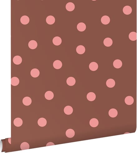 ESTAhome behang stippen bruin en roze - 50 x 900 cm - 132033
