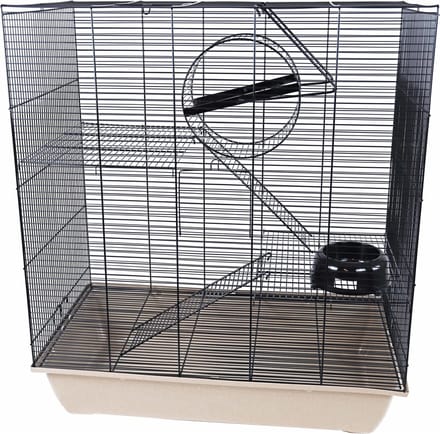 Interzoo Rattenkooi Rat 70 zwart/beige met 3 verdiepingen