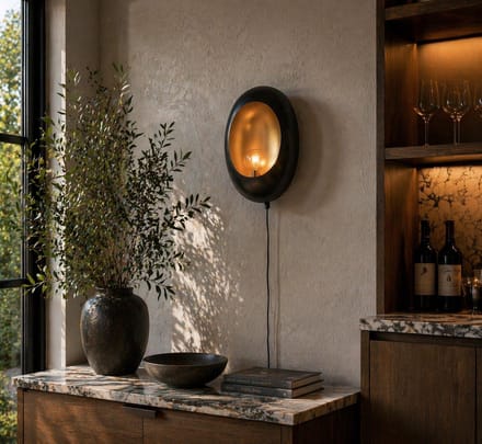 Wandlamp Golden Egg Zwart / Goud