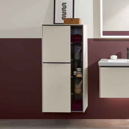 Villeroy & Boch Villeroy &amp; Boch Subway 3.0 center cabinet, 1 open compartment and 2 doors left, handles volcano black C59801VN