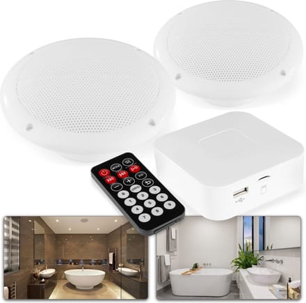 Badkamer speakers - Power Dynamics BT20 versterker met Bluetooth en 2 inbouw speakers