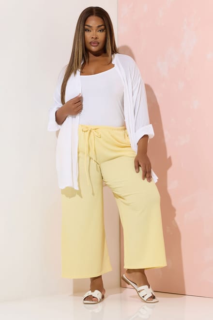 Yours Culottebroek Met Textuur In Botergeel Size 44