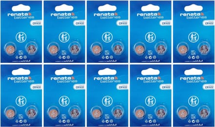 Renata - Knoopcel batterijen - CR1632 - Lithium - 3V - 20 stuks