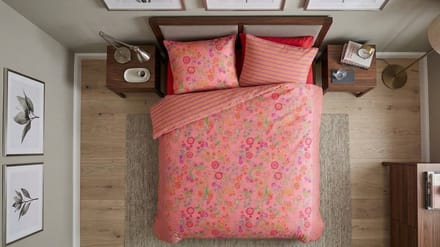 Pip Studio Coco Flower dekbedovertrek - Eenpersoons - 140 x 200/220 cm - Koraal