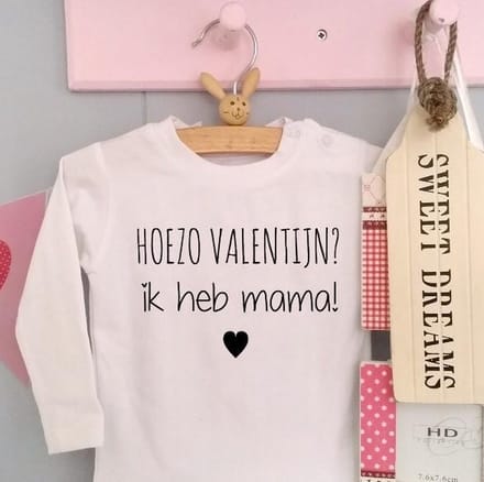 romper valentijn mama lange mouw wit maat 50-56