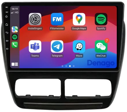 CarPlay autoradio geschikt voor Fiat Doblo | 2010 t/m 2014 | Android 16 | Draadloos Apple CarPlay & Android Auto | 2GB + 32GB | QuadCore processor | Denago DNG-A213 | 2025 model | 2010 2011 2012 2013 2014 | Bluetooth & Wifi