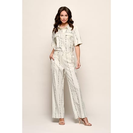 Liz Print Blouse Offwhite / Zwart