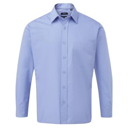 Premier Heren Popeline Overhemd Met Lange Mouwen (Middenblauw)