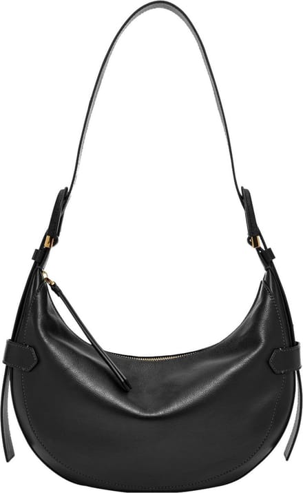 FOSSIL Leren Schoudertas Harwell Hobo Black Zwart