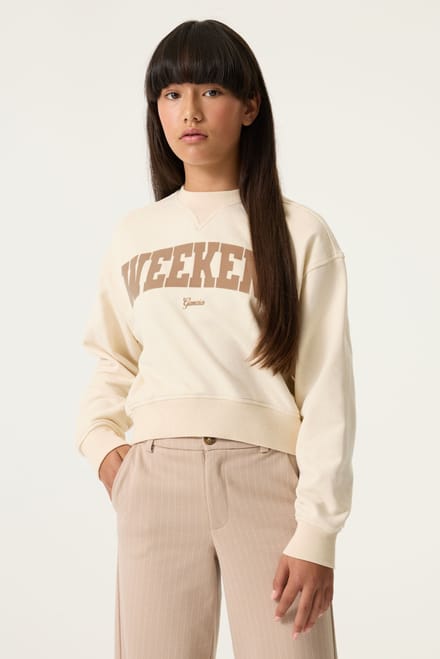 GARCIA Meisjes Tekst Print Sweater Wit Lange mouw