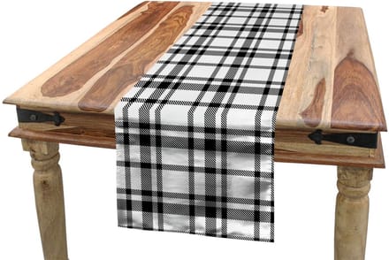 ABAKUHAUS Plaid tafelloper – zwart-wit raster, 40x180 cm