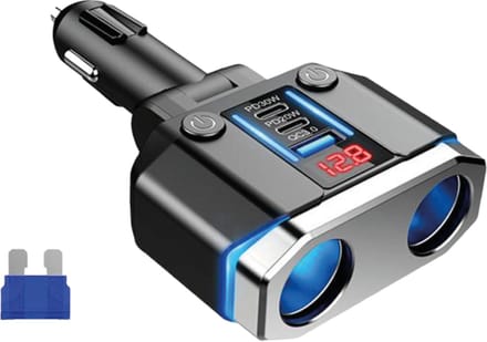120W Autolader USB C Snellader - Autolader - USB Adapter Auto - 12V Splitter Sigarettenaansteker - Spanningsmeter