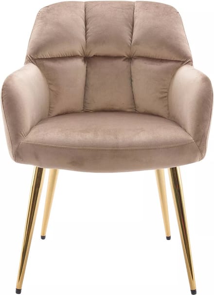 Vente-unique Set van 2 stoelen met armleuningen - Fluweel en goudkleurig metaal - Beige - PEGA