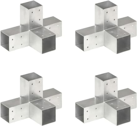X-vormige Postconnectoren voor Houten Palen 71x71mm - 4 Stuks