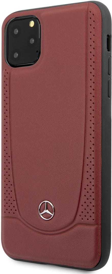 Mercedes-Benz Back cover - iPhone 11 Pro Max - Rood - Echt Leer - Perforated Design