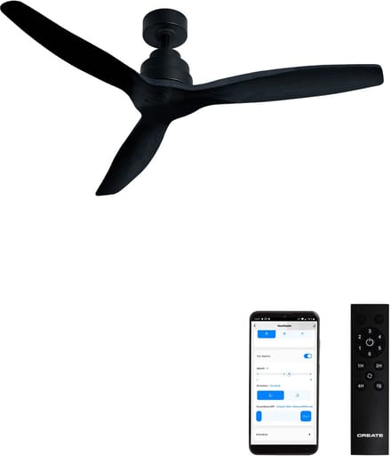 CREATE - Stille plafondventilator van 40 W met technische ABS-bladen, verkrijgbaar in verschillende maten - M - Geen licht - WIFI - WIND STYLANCE