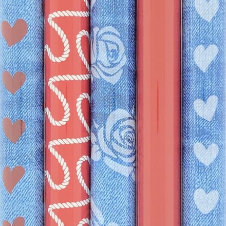 Love me assortiment inpakpapier cadeaupapier - 2 meter x 70 cm - 5 rollen