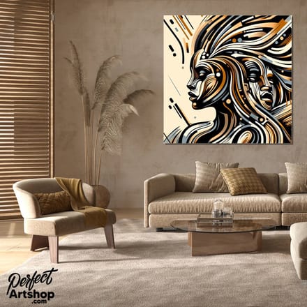 AFRICAN ABSTRACT: 60x60cm Aluminium. Decoratie - Afrika - Modern - Aards - Kunst