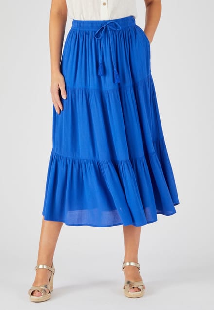 Damart - Rok van crêpestof pure viscose - Dames - Blauw - M