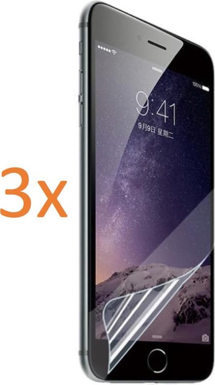 3x Screenprotector geschikt voor Apple iPhone 6 / 6s - Glas PET Folie Screenprotector Transparant 0.2mm 9H (Full Screen Protector)