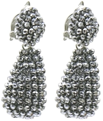 Oorbellen Druppel - Oorclips - 5 cm - Grijs