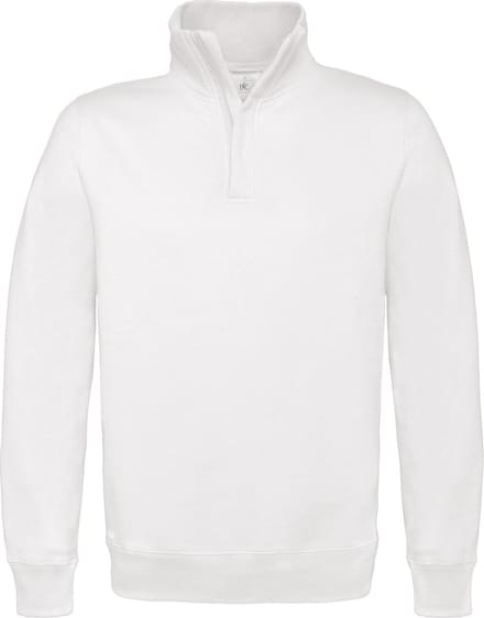B&C Heren ID.004 1/4 Ritssweatshirt (Wit)