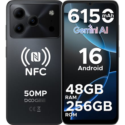 DOOGEE Note56 Plus Android Smartphone, 16 Gemini AI, 6,56-inch scherm, 6150 mAh batterij, 48 GB RAM (6+42), 256 GB ROM, Google Pay, Mobiele telefoon 6