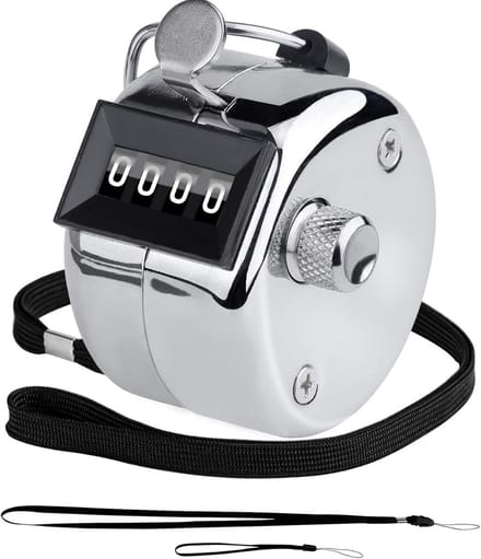 Mechanische Teller - Hand Clicker - Rondes Tellen - 4-Cijferig Display - Compact Formaat - Zilver
