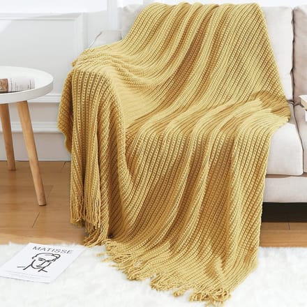 Zachte gebreide plaid deken met franjes voor thuisdecoratie