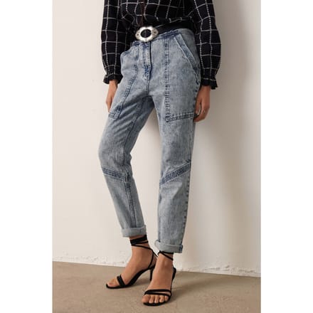 BA&SH Pantalon Fame Lightusedblue Maat: S | Broeken Outlet | Dames | Blauw