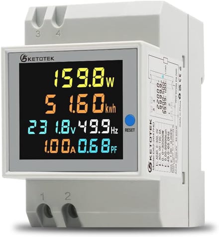 Digitale Stroommeter 6 in 1 - KWH Meter en Voltmeter met LCD Scherm