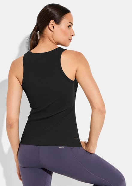 Geribde tanktop - zwart - Gr. S van Goldner Fashion