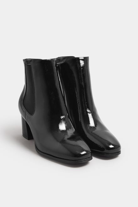 Yours Zwarte Chelsealaarzen Met Blokhak En Extra Brede Eeepasvormsize 38EEE