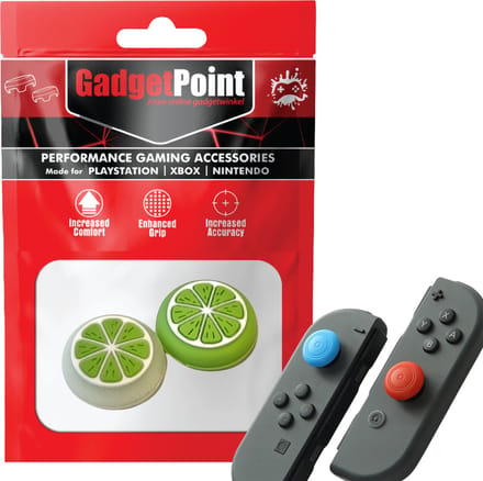 Gadgetpoint - Thumb Grips voor Nintendo Switch Joy-Con Controllers - Gaming Thumbgrips - Performance Anti-Slip Thumbsticks - Bescherming Accessoires - Fruit - Groen/Wit