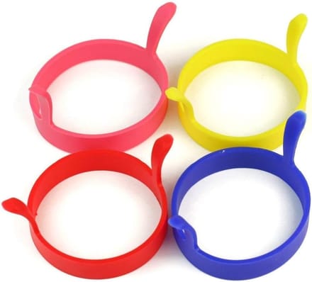 Keuken Bakvormen - Ei Pannenkoek Ring - Gebak Maken - Hittebestendig Siliconen - 4 Stuks - Rood