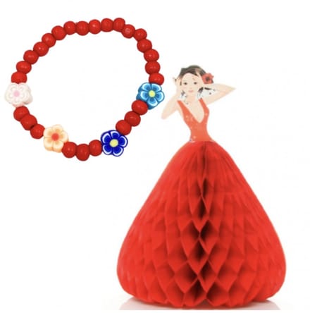Armband en 3-D Prinses wens kaart rood - Charme Bijoux