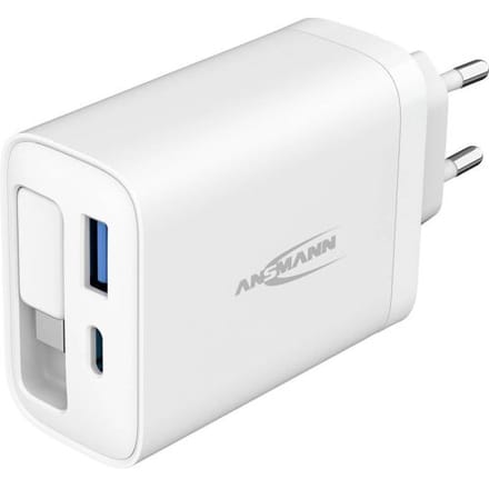 Ansmann 230PD USB-oplader 30 W 1x USB-A, 2x USB-C USB PD Wit Mobiel Opwikkelbare USB-C-kabel