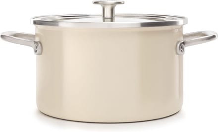 KitchenAid Steel Core Enamel kookpan 24cm 6L - Amandelwit - inductie - PFAS-vrij