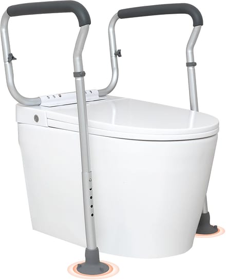 Toilet riser seat with armrest, adjustable height 45-55 cm / 67-77 cm, load capacity 136 kg
