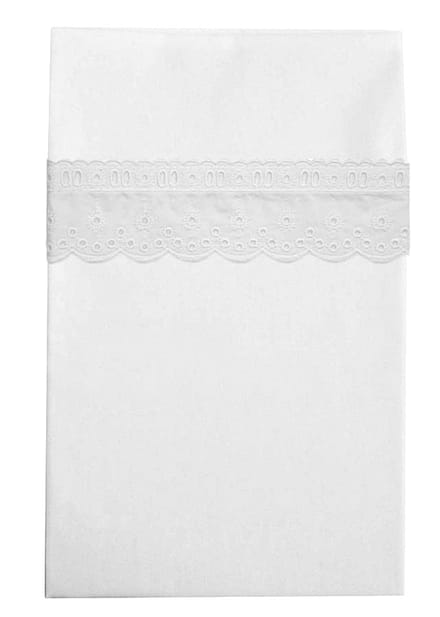 Cottonbaby wieglaken - wit - broderie groot - 75x90 cm