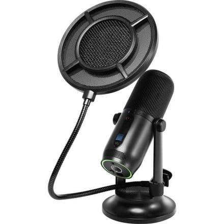Statief USB-studiomicrofoon Thronmax M2P-BKIT Zendmethode:Kabelgebonden Voet, Incl. kabel, Incl. klem, Incl. tas, Incl. windkap