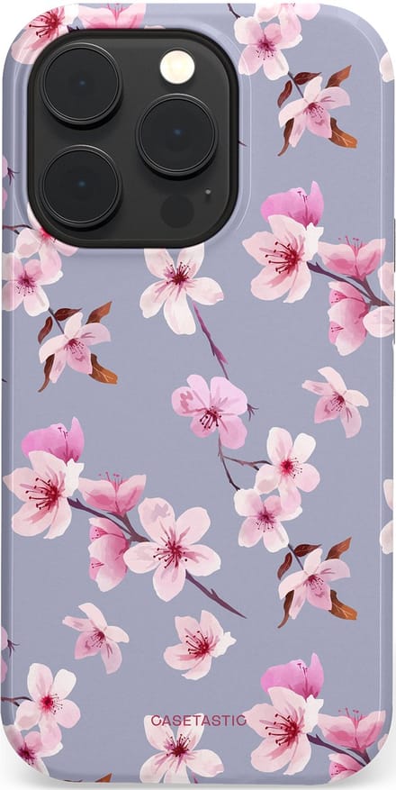 Casetastic hoesje geschikt voor Apple iPhone 14 Pro - MagSafe - Dubbellaagse bescherming - Bloemsem Bries - Fashion Case - Zilver Lichtroze Lila